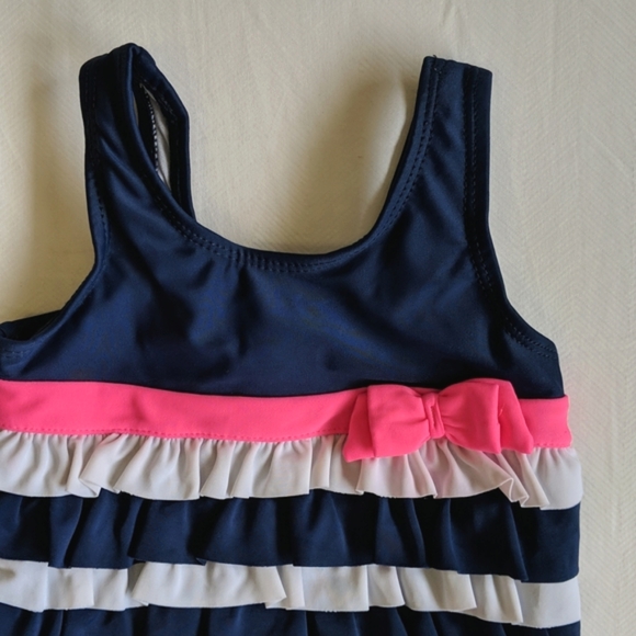 carter's striped tiered ruffle one piece swimsuit 6-9 months baby girl - Picture 2 of 7